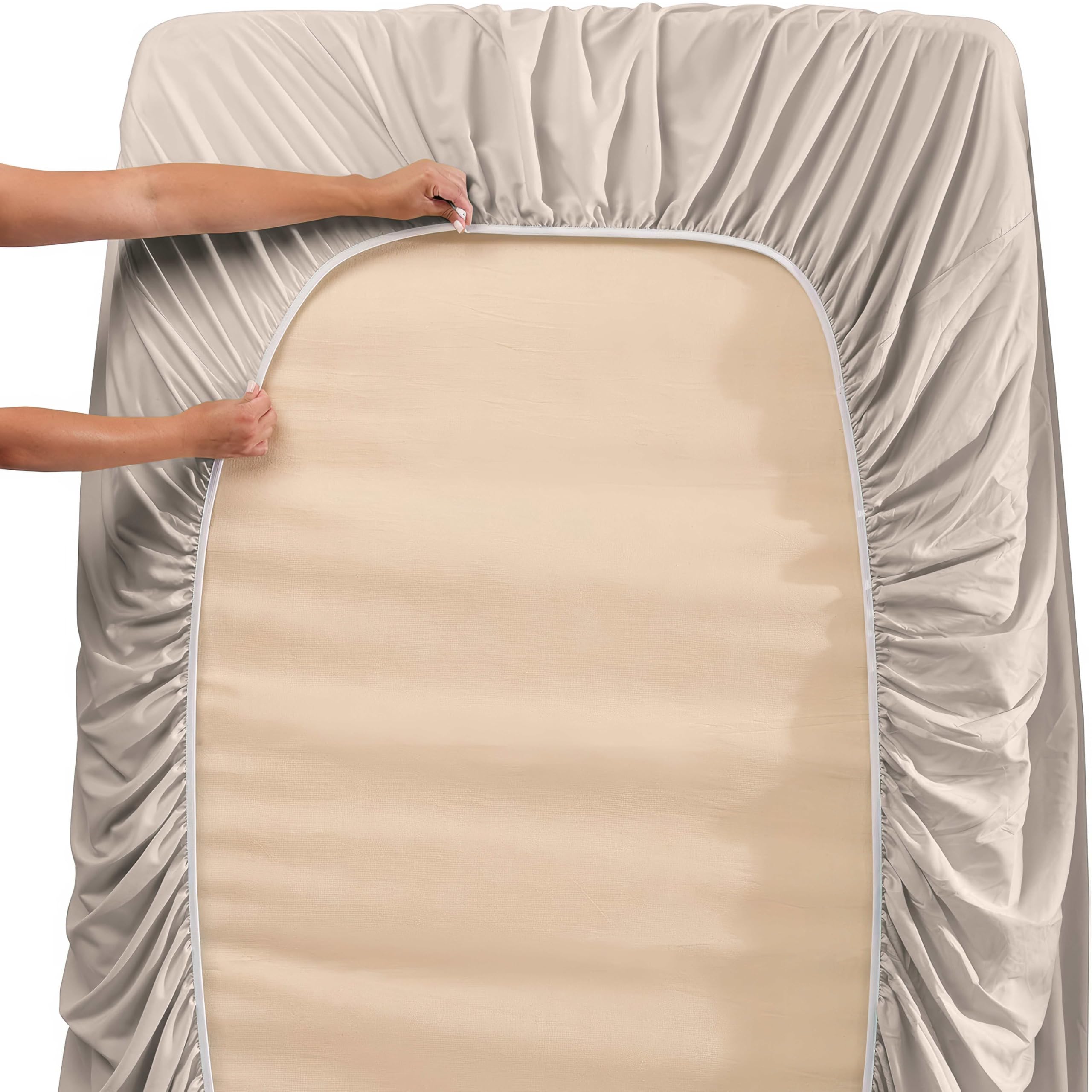 Hearth & Harbor pillowcases top-view arranged for extra pillows and smooth coverage benefit