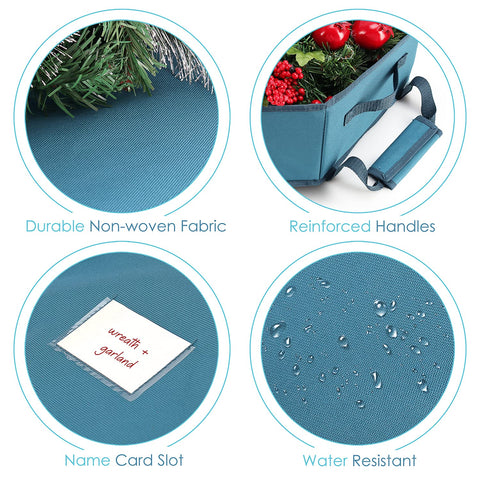 Hearth & Harbor 30-inch bag next to a ruler and wreath illustrating correct size and scale for fit assurance