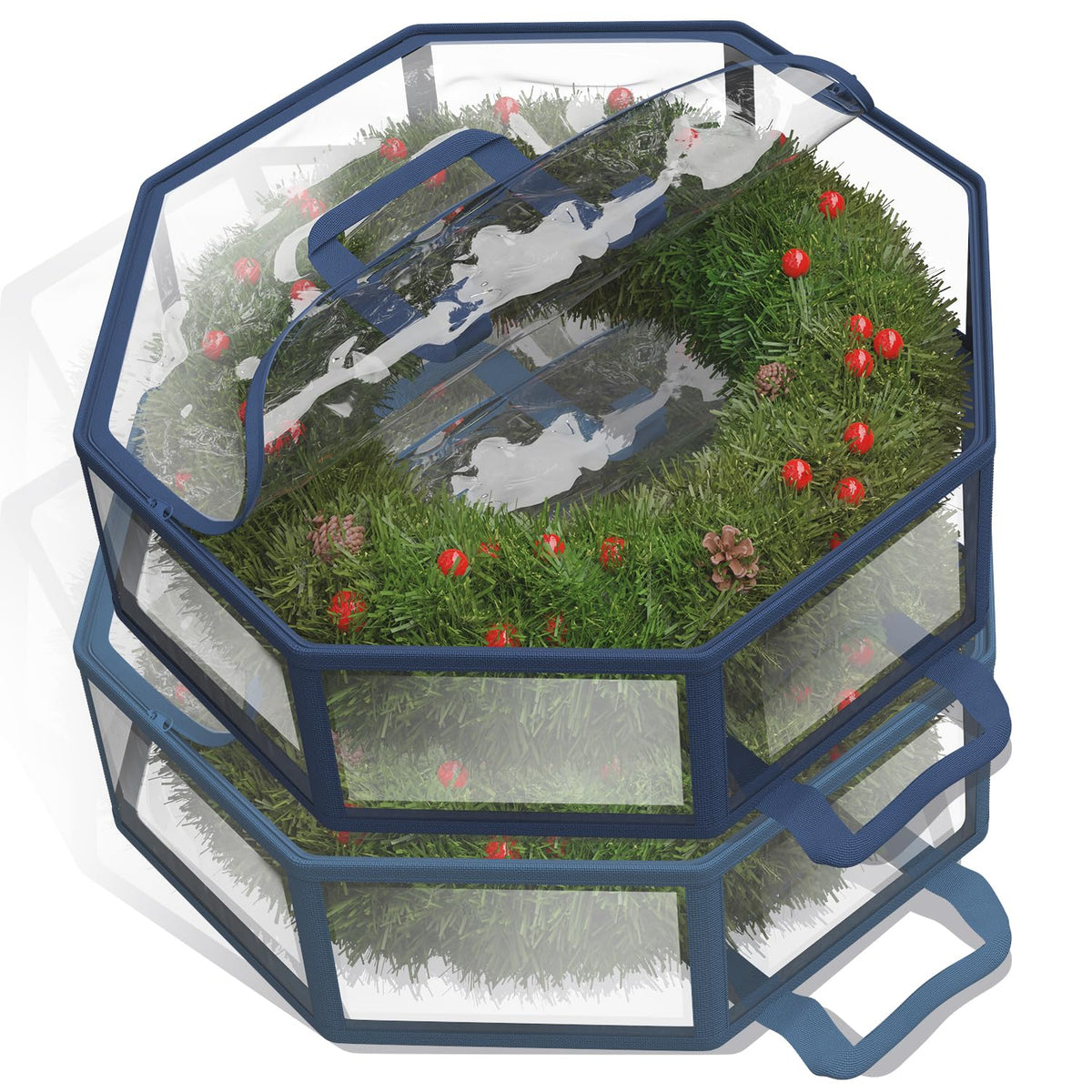 Hearth & Harbor front view showing clear wreath protection and quick identification