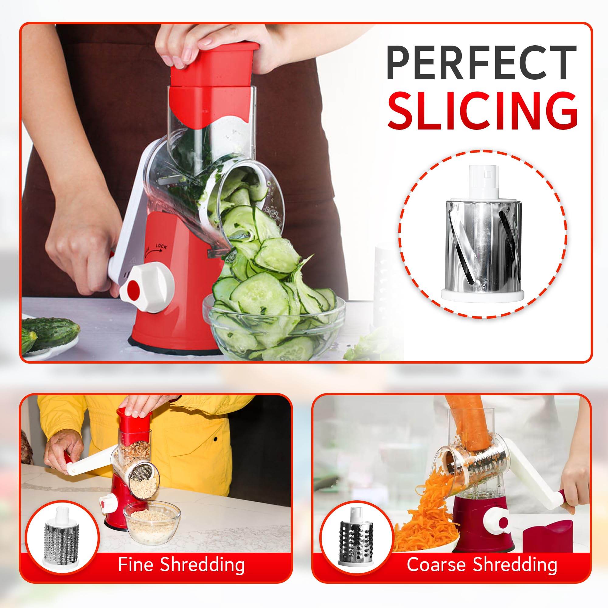 HEARTHLY grater in use shredding parmesan quickly for easy topping