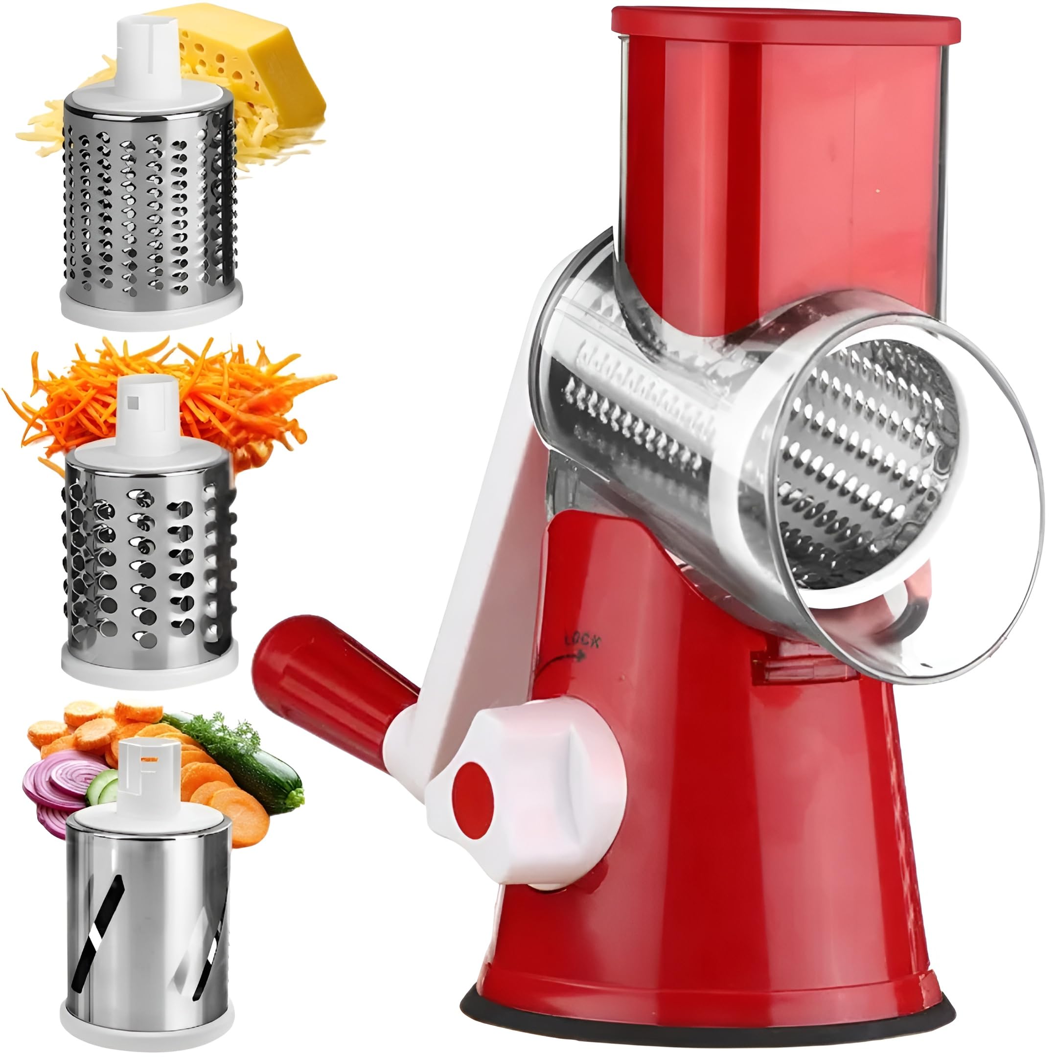 HEARTHLY rotary grater front view showing compact design and stable base