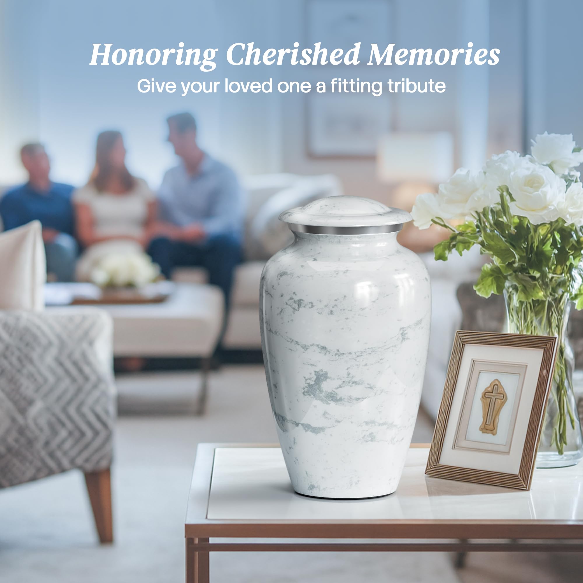 Hearthy Home urn on mantel lifestyle conveying respectful home remembrance