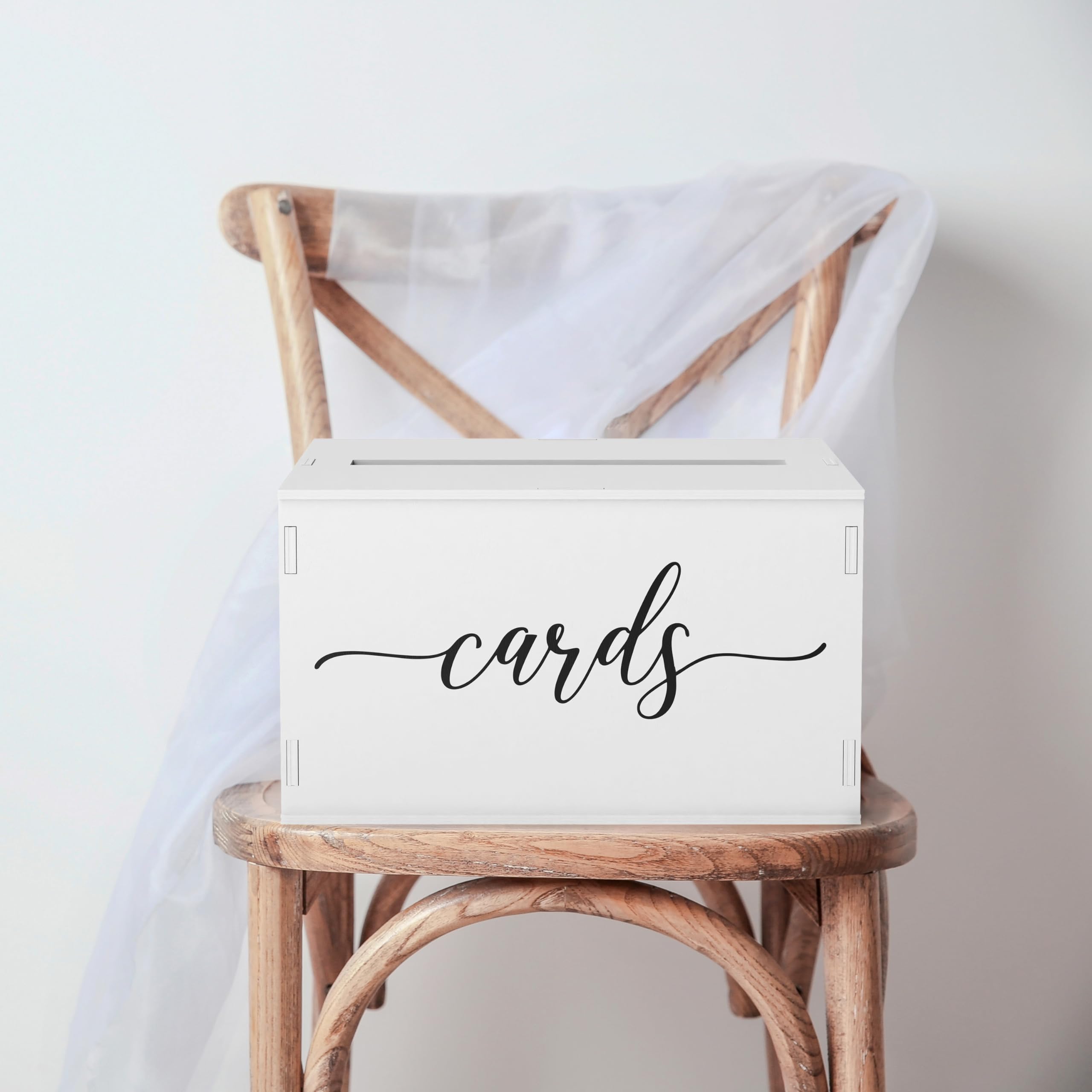 Heather & Willow card box on a reception gift table blending with decor