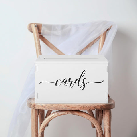 Heather & Willow card box on a reception gift table blending with decor