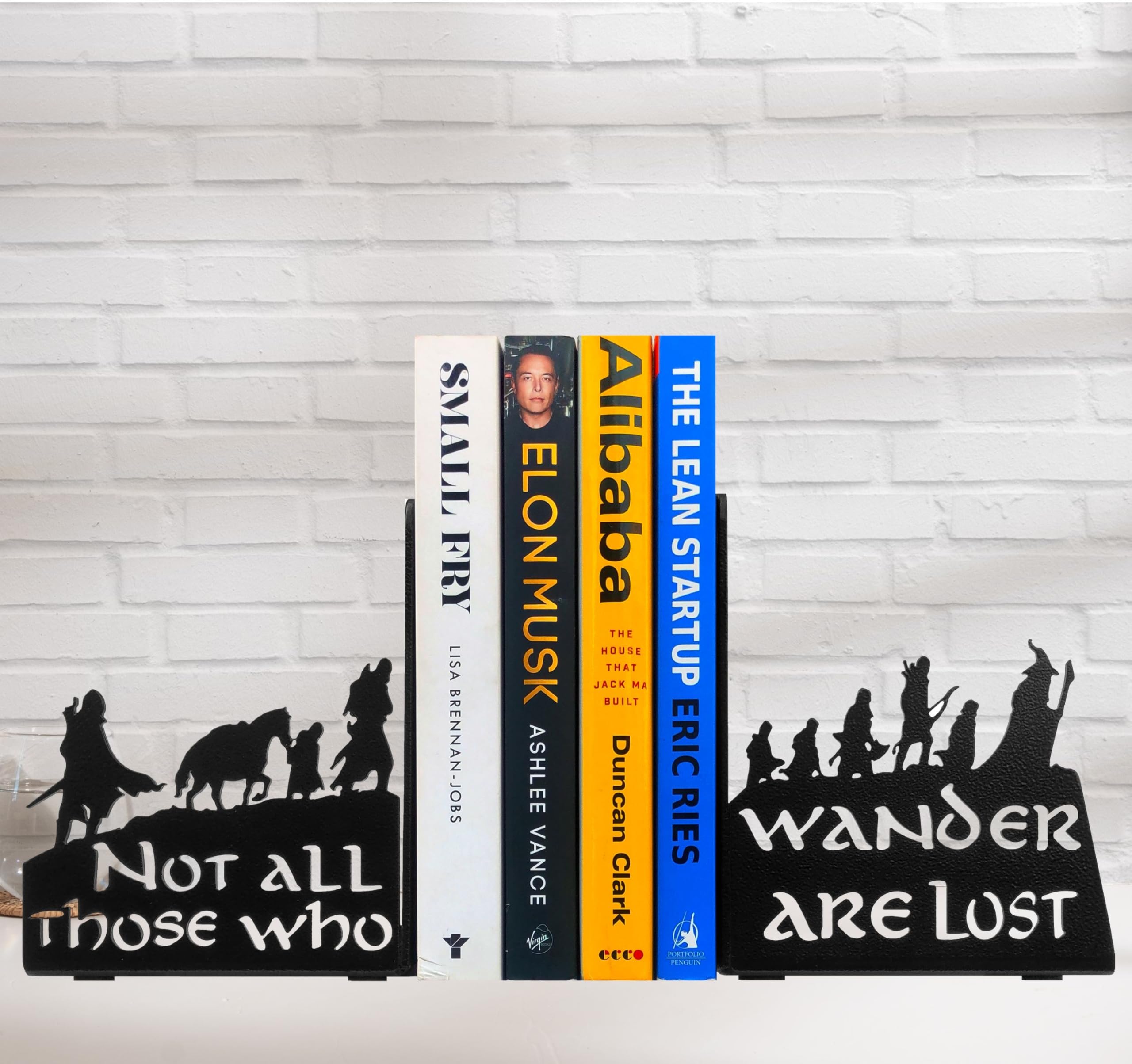 HeavenlyKraft bookends holding books on a wooden shelf benefit: tidy organized display