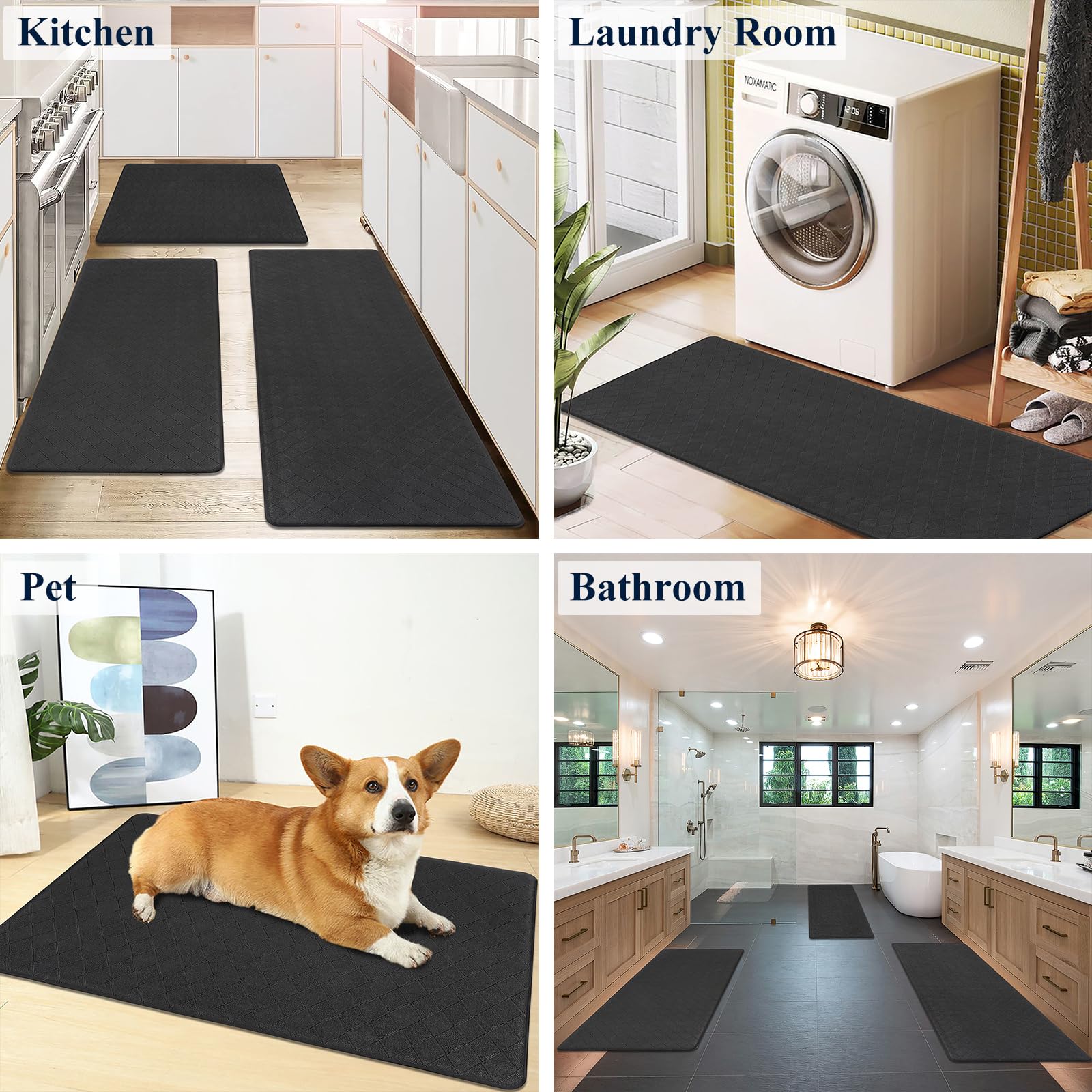 HEBE mats in a styled kitchen showing how they enhance comfort and decor benefit