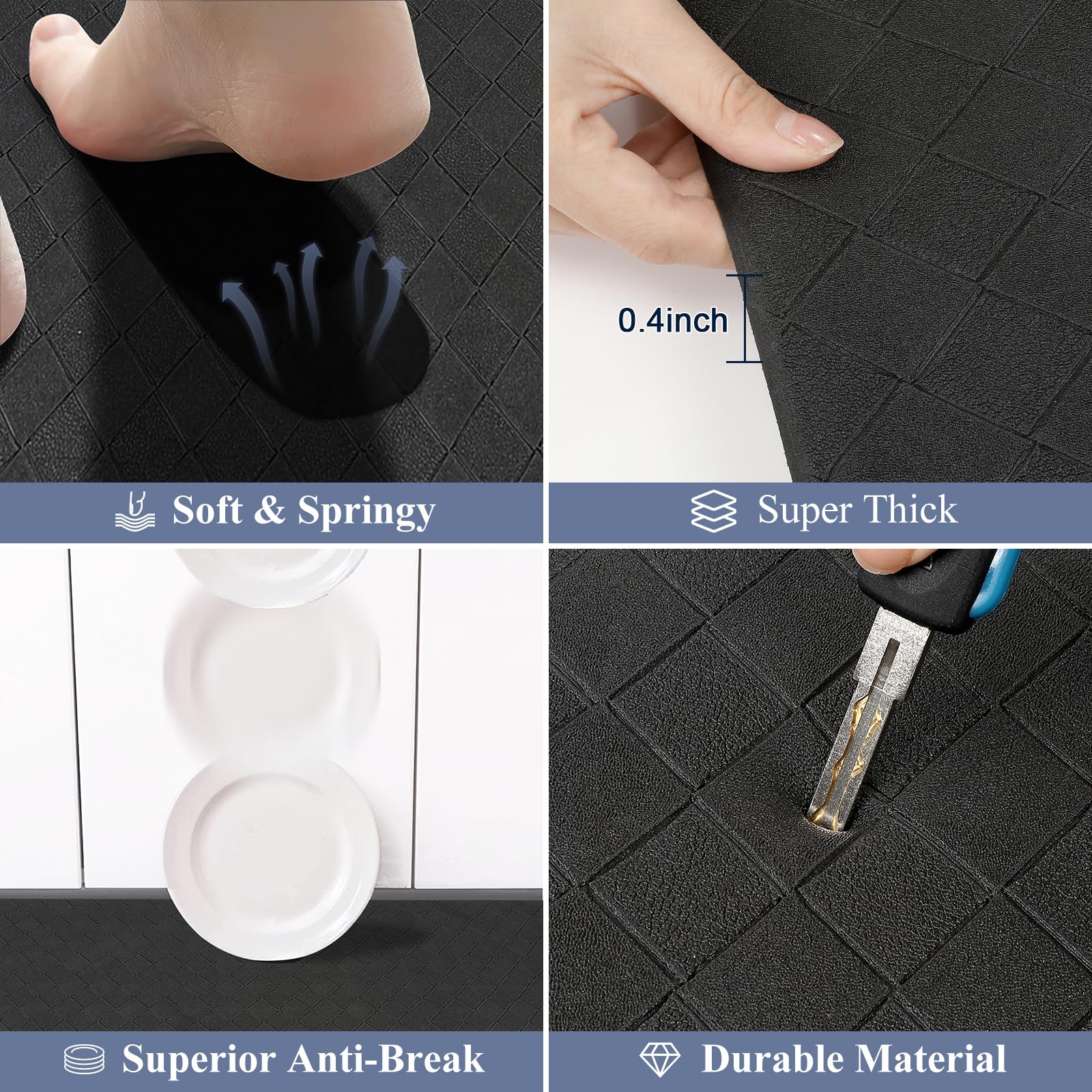 HEBE mat placed at sink demonstrating cushioned support benefit during dishwashing
