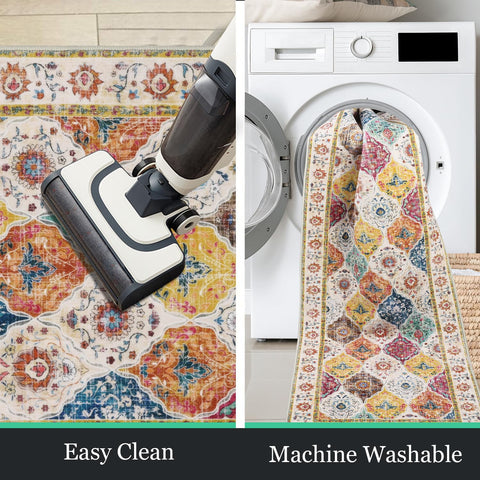 HEBE RUGS non-slip TPR and cotton backing preventing movement on floors