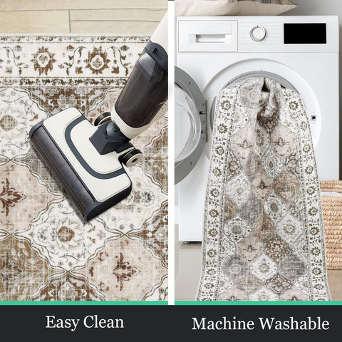 HEBE RUGS TPR cotton backing non-slip detail providing stable floor grip
