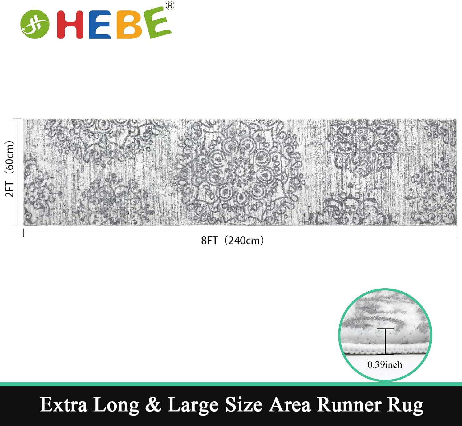HEBE RUGS close-up of polyester pile texture for cushioned comfort