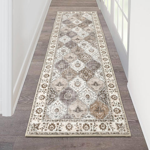 HEBE RUGS runner front view showing boho pattern and welcoming entrance benefit
