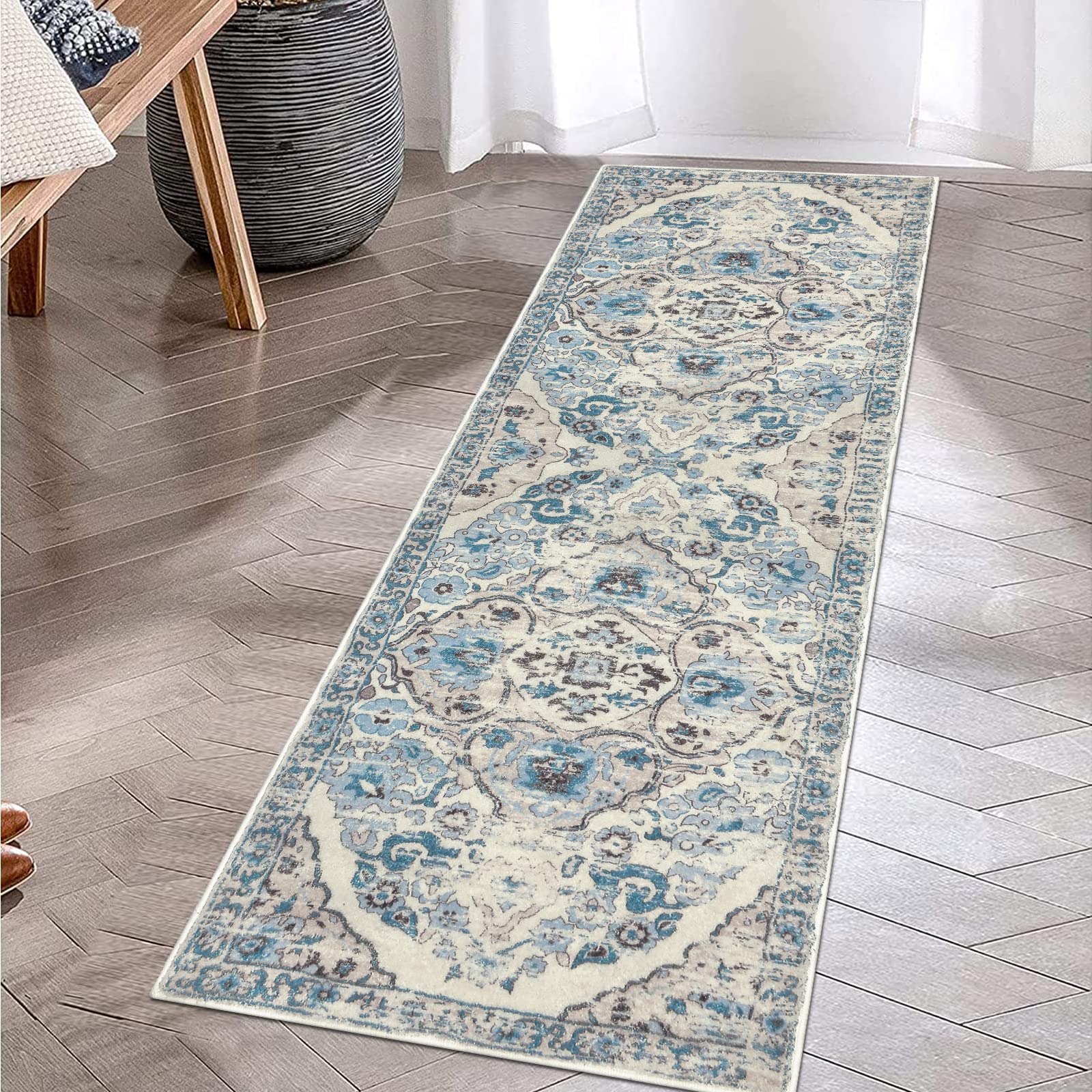 HEBE RUGS placed in washing machine demonstration indicating machine-washable convenience