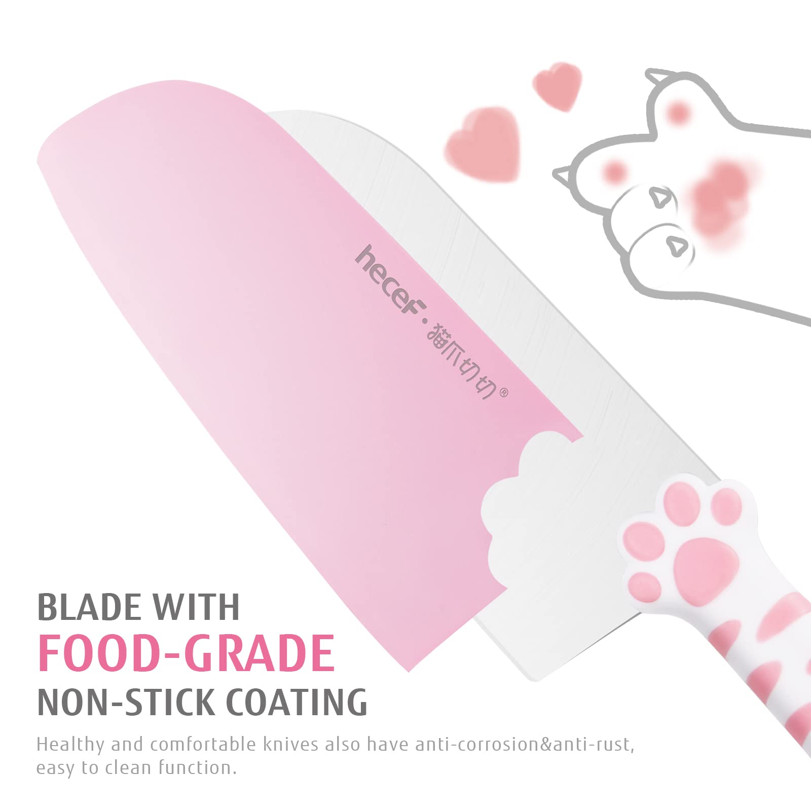 hecef knives seated in detachable cat-shaped block for tidy, accessible storage