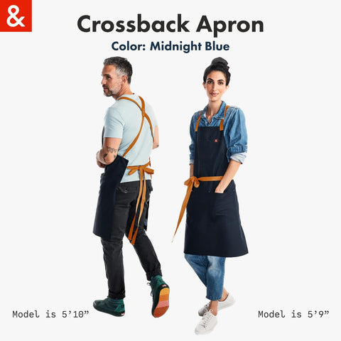 hedley & bennett apron worn by chef demonstrates comfort and organized pockets