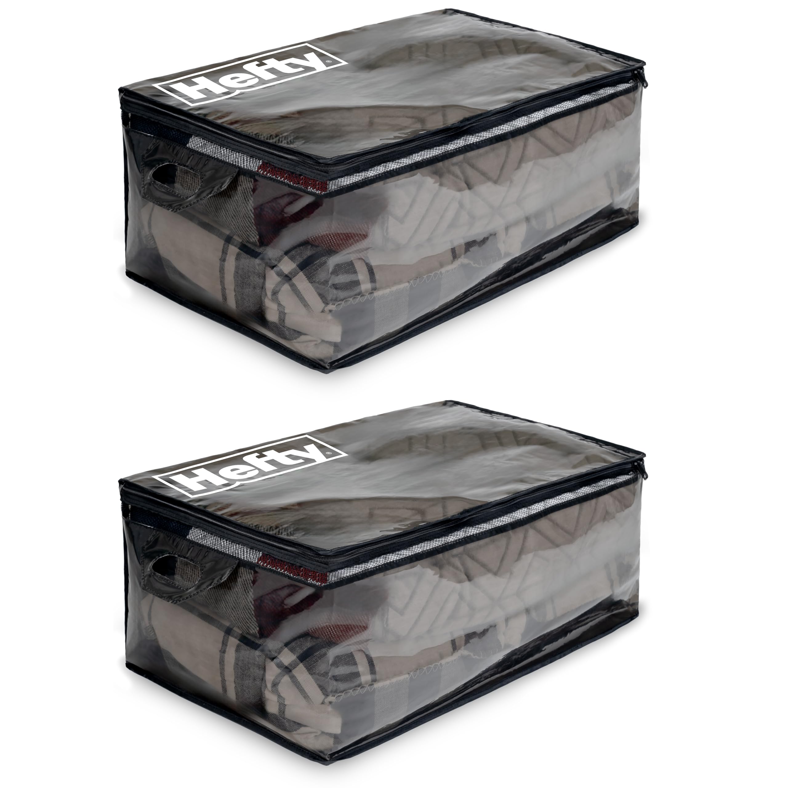 Hefty extra large front view showing spacious tote and secure closure benefit