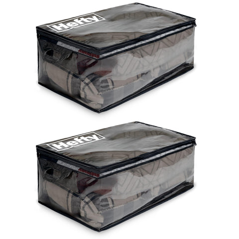 Hefty extra large front view showing spacious tote and secure closure benefit
