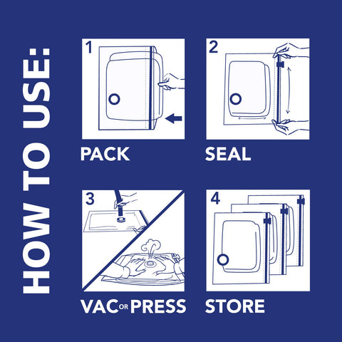 Hefty Shrink-Pak compressed blanket in cube saves closet and shelf space