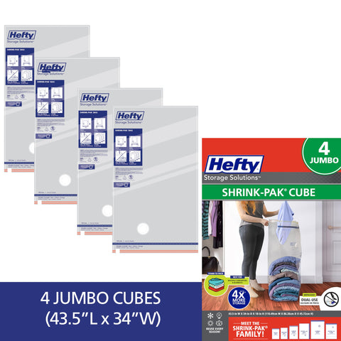 Hefty Shrink-Pak packed in suitcase showing travel-friendly compression