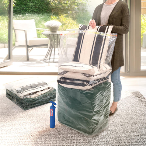 Hefty Shrink-Pak textured durable material highlighting reusable strength
