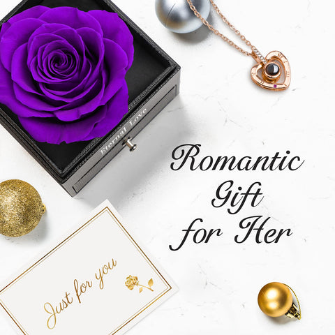 HEGUD open box showing rose necklace card and bag for ready-to-gift convenience