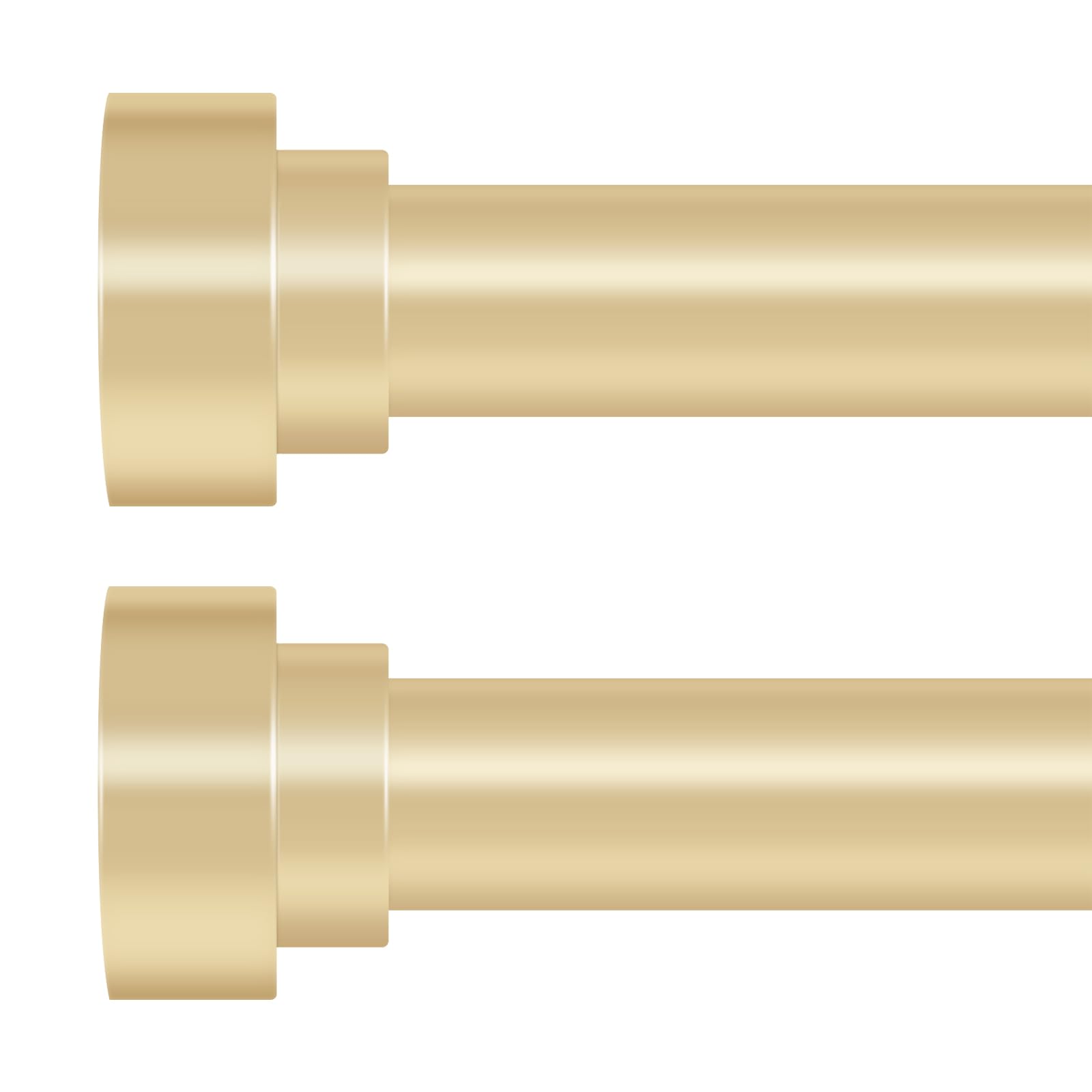 hei! dear front view of gold curtain rods showing clean modern silhouette and style