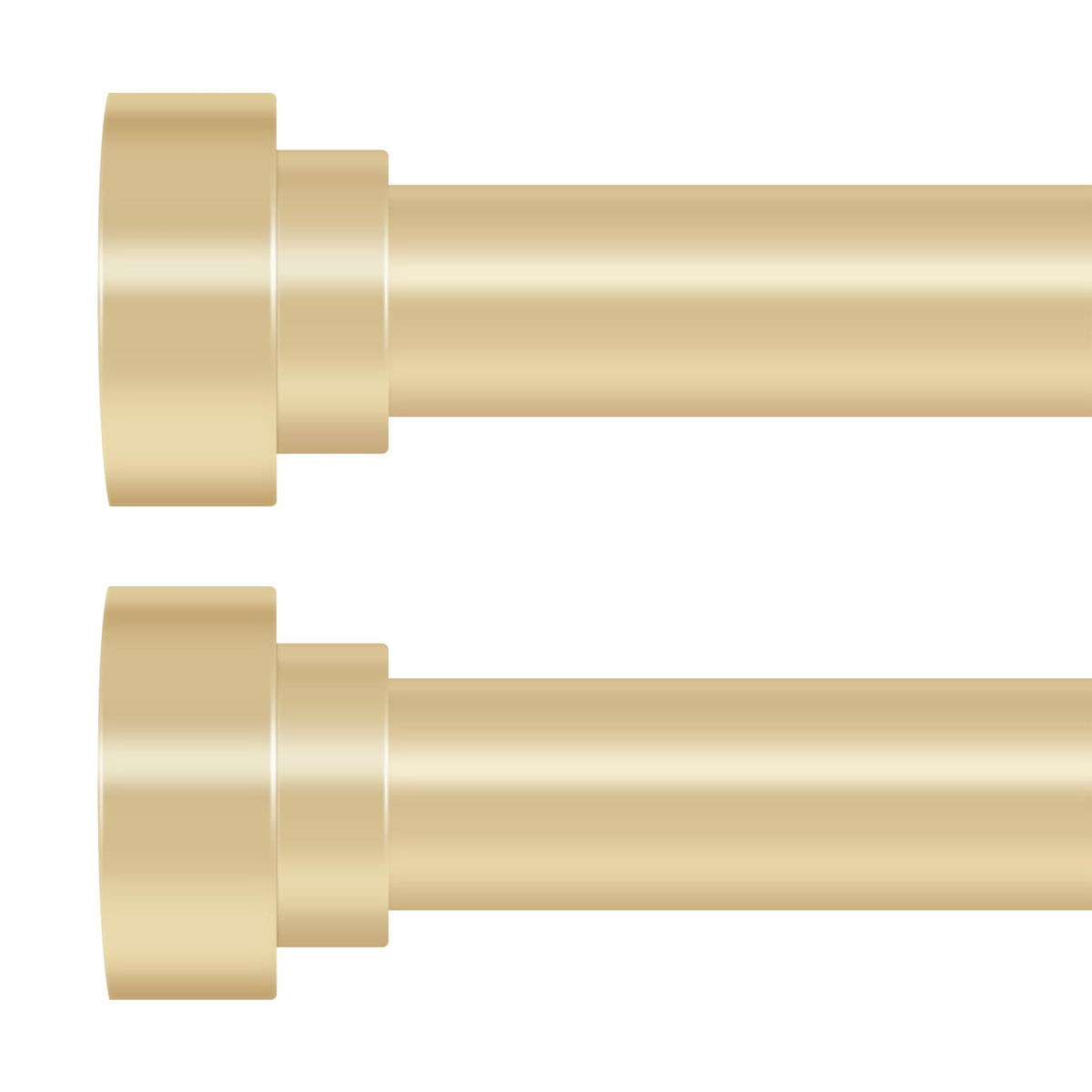hei! dear front view of gold curtain rods showing clean modern silhouette and style