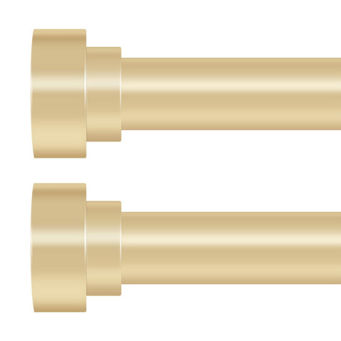 hei! dear front view of gold curtain rods showing clean modern silhouette and style