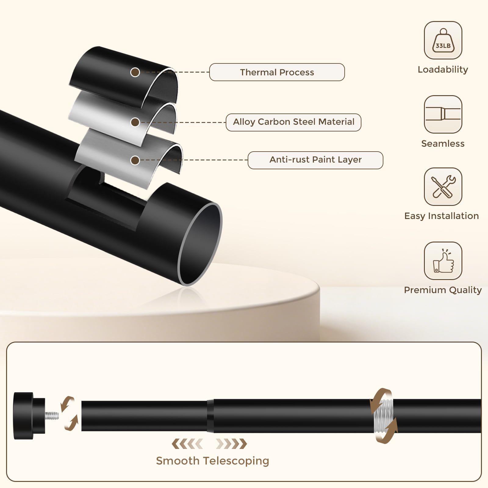 hei! dear rod beside tape measure illustrating adjustable length