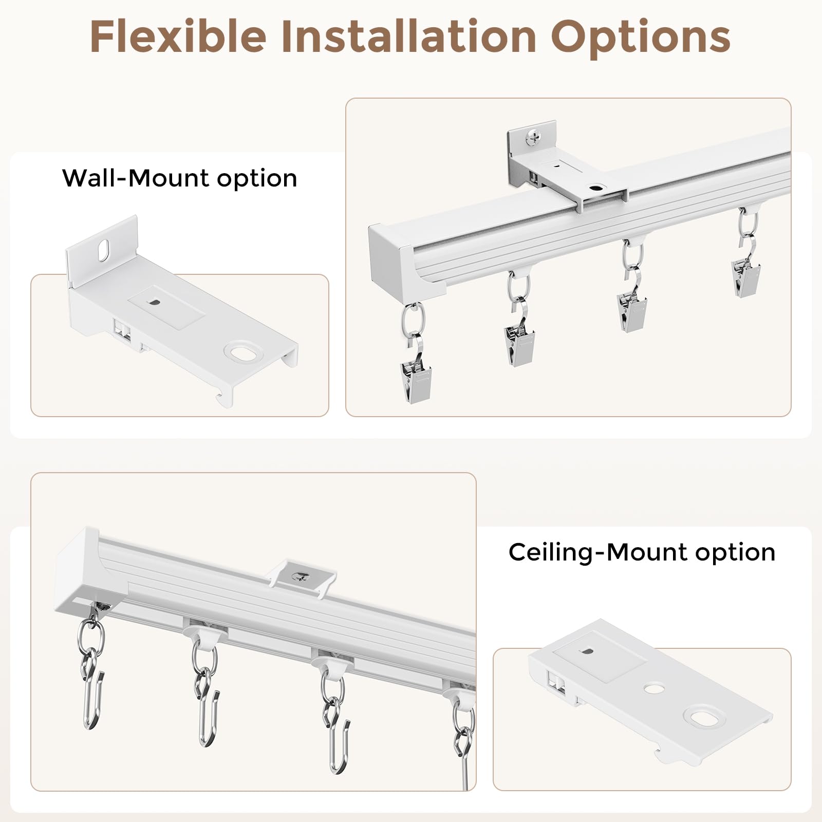 hei! dear wall-mounted rail example illustrating flexible installation options and neat finish