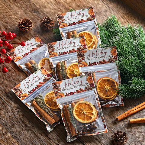 Heigble simulated orange decoration detail placed beside sachets, decorative accent not for boiling