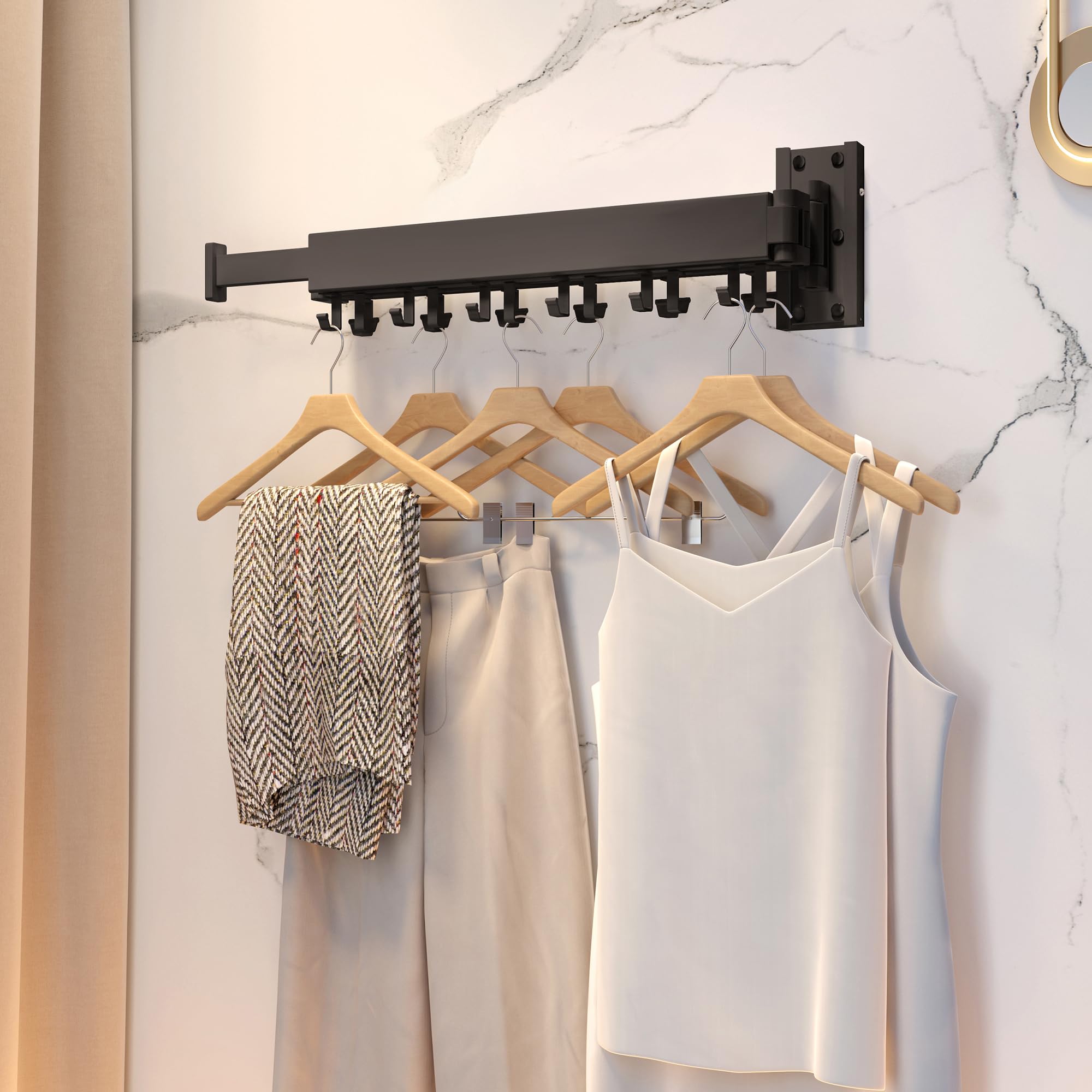 HEILAIYI folded rack flat against wall saving space in small rooms
