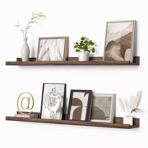 Heimlove 36-inch walnut front view showcasing neat photo display and stability