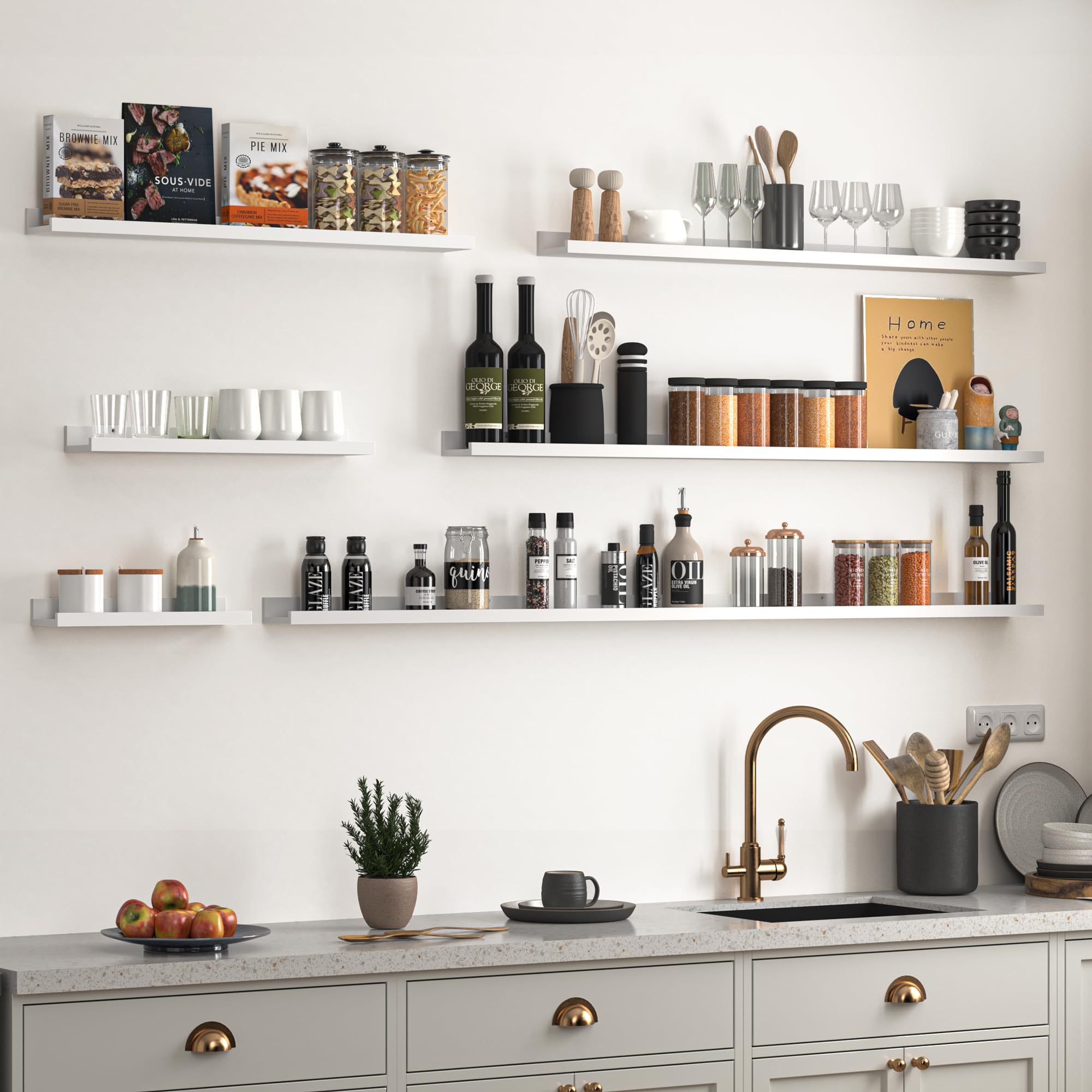Heimlove side profile showing slim floating shelf depth and discreet mounting