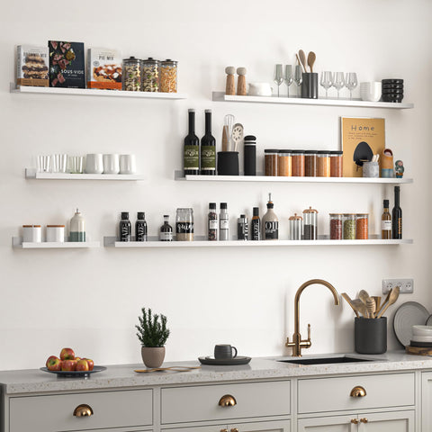 Heimlove side profile showing slim floating shelf depth and discreet mounting