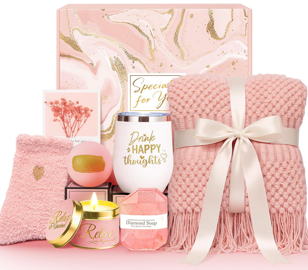 HEIPIZL open gift box showing all 8 self-care items, inviting relaxation