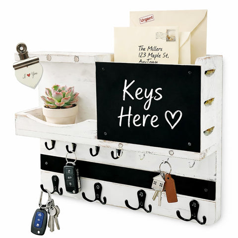 HEKOOLA front view showing white-washed key holder keeping entry tidy