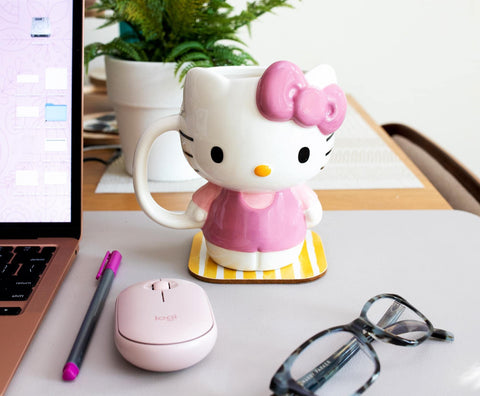 Silver Buffalo Hello Kitty styled on kitchen shelf as decorative collectible