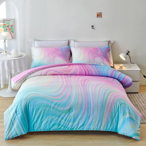 Helloosuu vibrant tie-dye print detail showing bright colors that enliven bedrooms