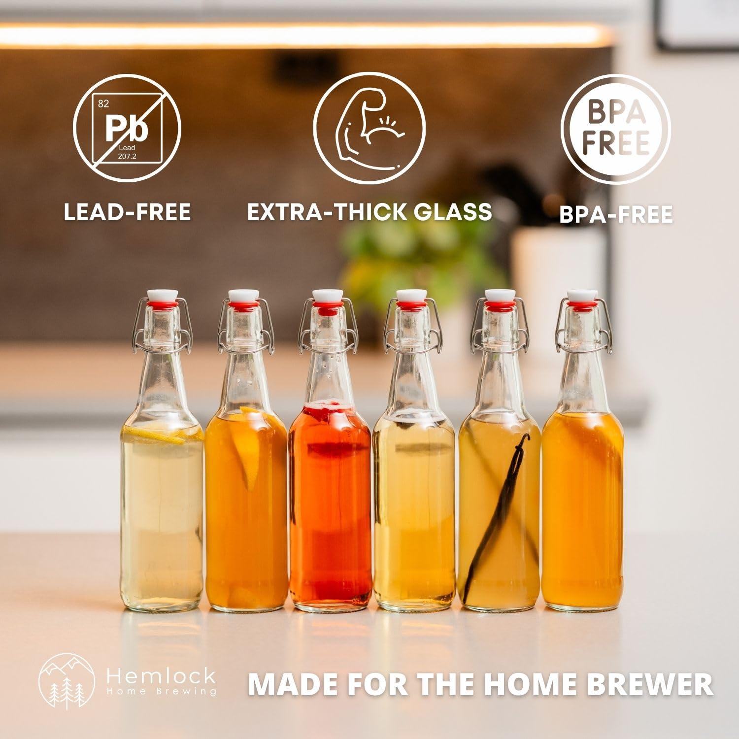 Hemlock Home Brewing swing-top close-up highlighting airtight seal and reliable carbonation