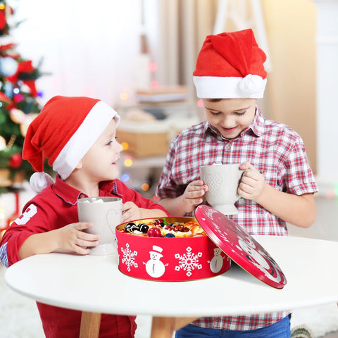Hemoton tins on a holiday table creating festive display and serving convenience