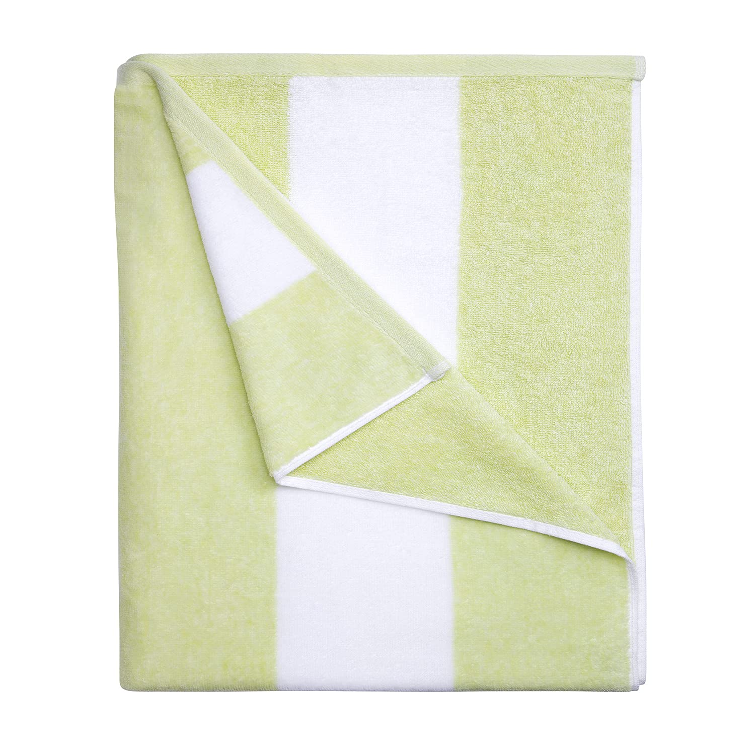 HENBAY front view of aqua striped towel showing size and pattern