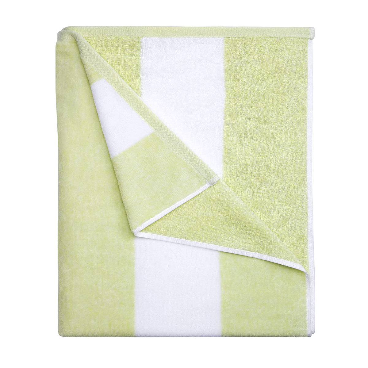 HENBAY front view of aqua striped towel showing size and pattern