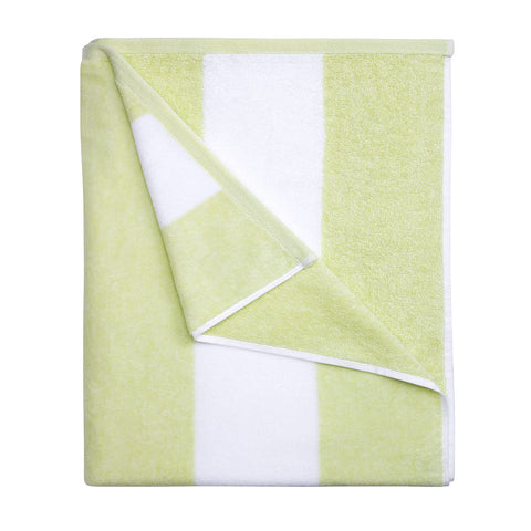 HENBAY front view of aqua striped towel showing size and pattern