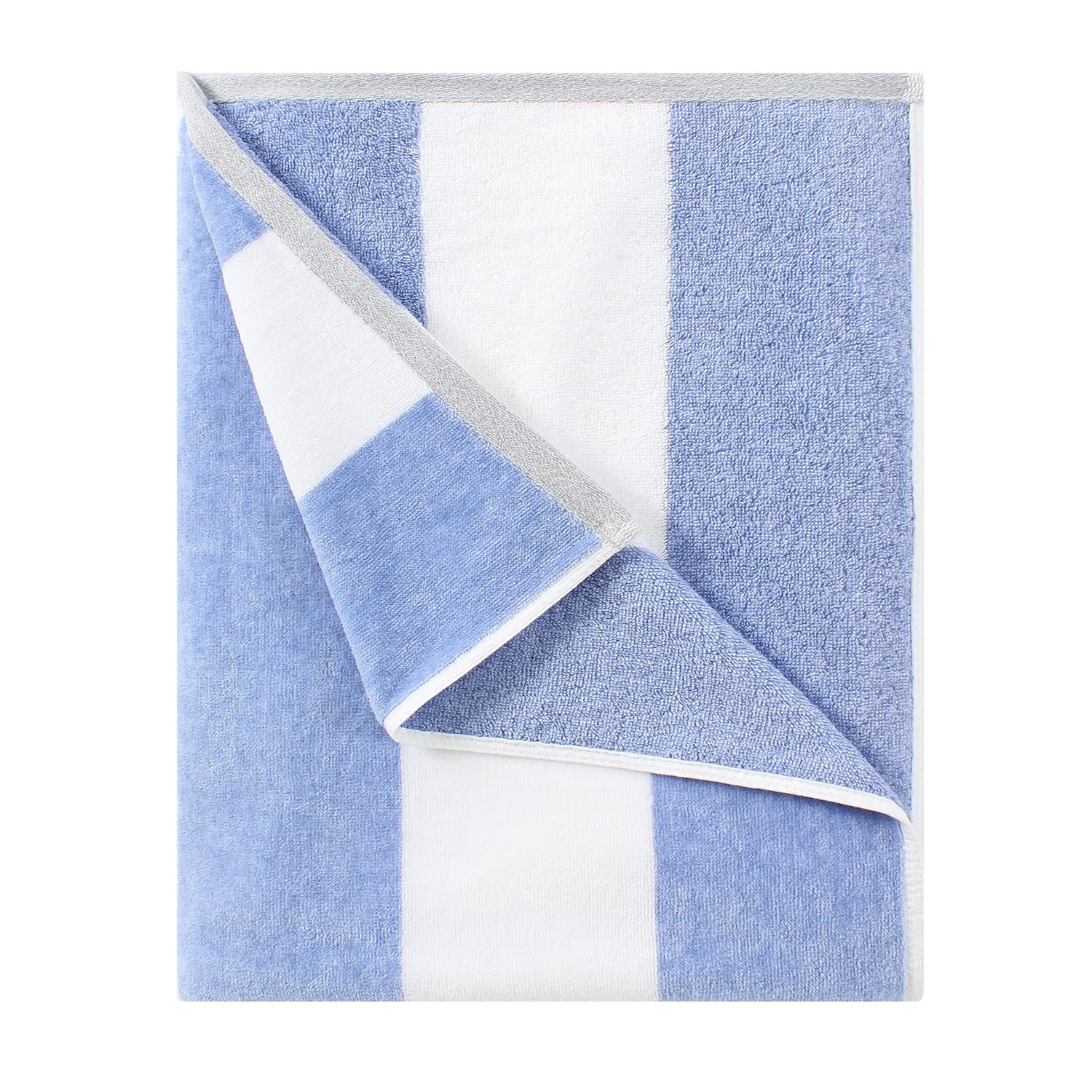 HENBAY blue striped towel front view showing full pattern and benefit of large coverage