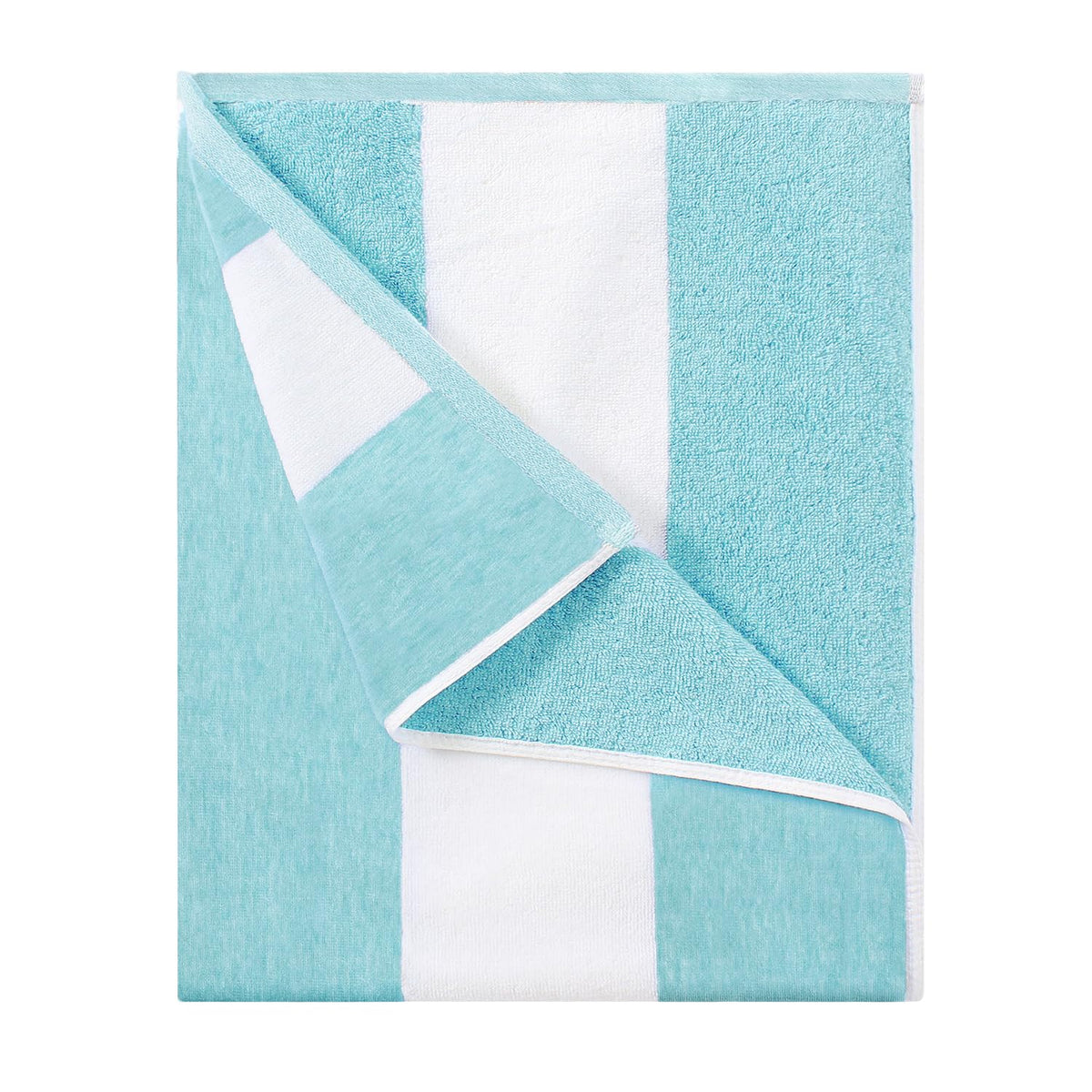 HENBAY front view turquoise striped towel showing full pattern and coverage benefit