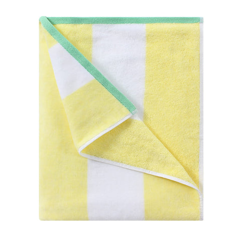 HENBAY front view showing yellow striped towel folded, bright look and easy packing
