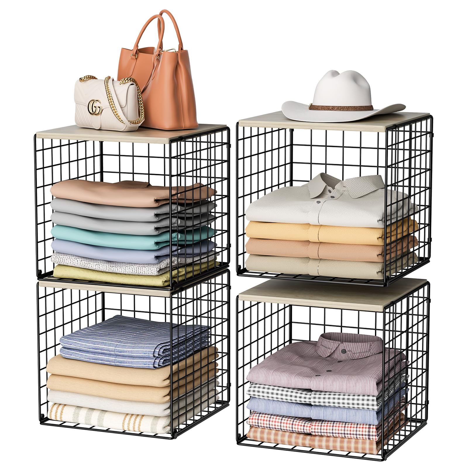 Hencawima front view of 4-tier organizer showing compact, space-saving storage