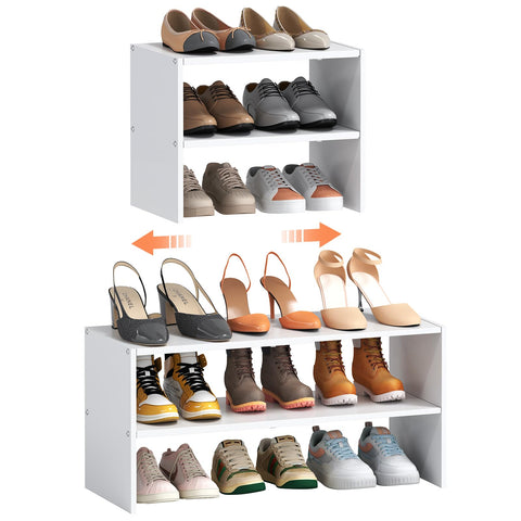 Hencawima front view white shoe rack showing neat storage benefit
