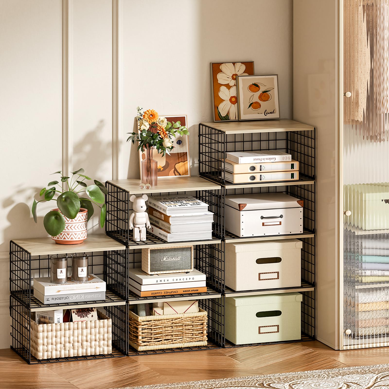 Hencawima placed under hanging clothes to save vertical closet space and fit low-clearance areas