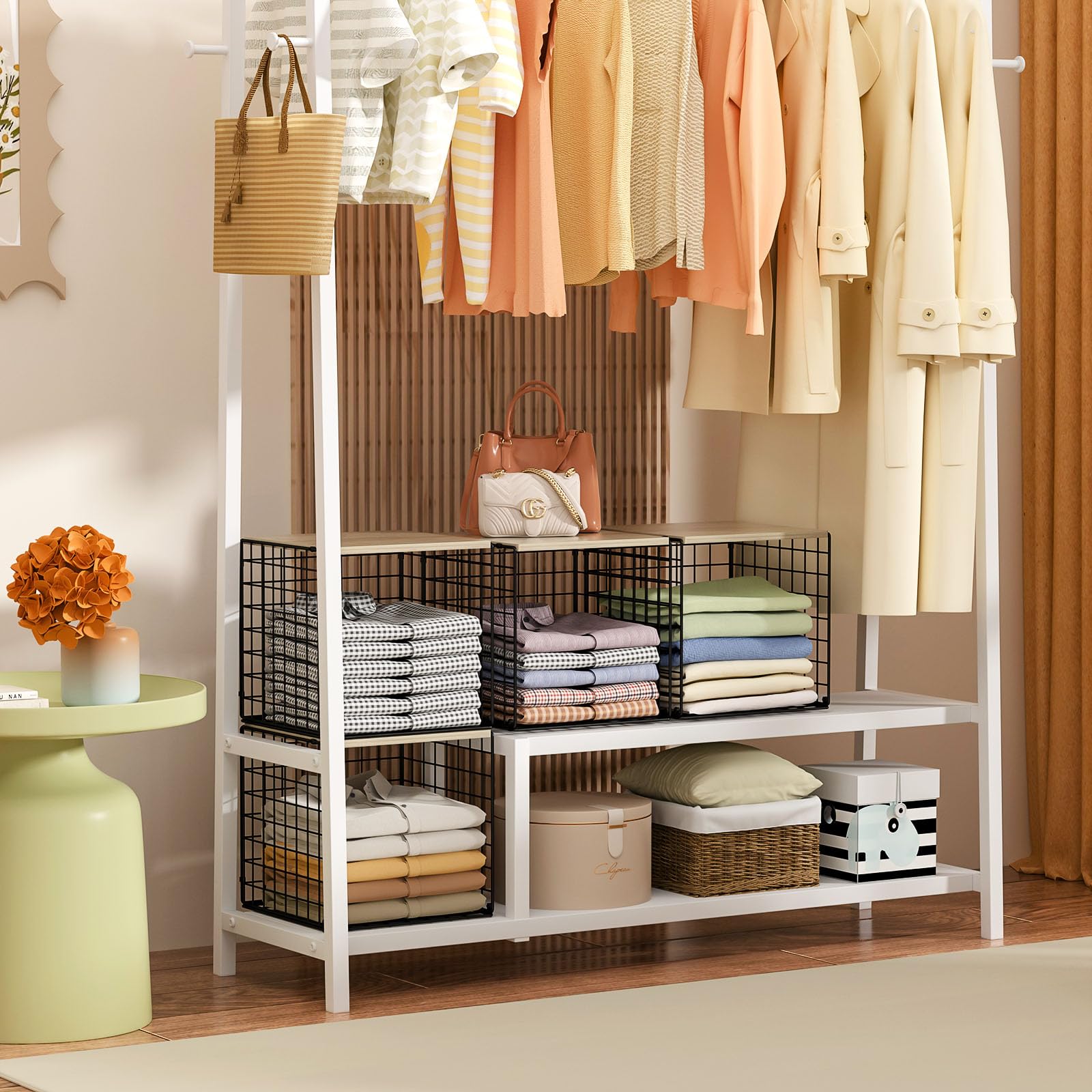Hencawima stacked organizer inside closet optimizing vertical storage